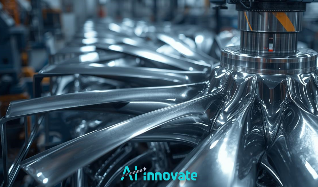 Polished metal components being processed on an automated production line, showcasing advanced industrial manufacturing and precision engineering.