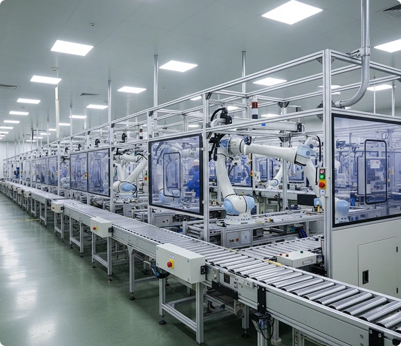 Automated production line prepared for industrial inspection