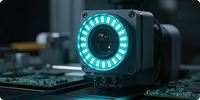 Industrial inspection camera with illuminated lens